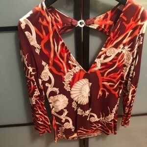 Versace Limited edition collection Open Back-Deep V neck woman blouse …